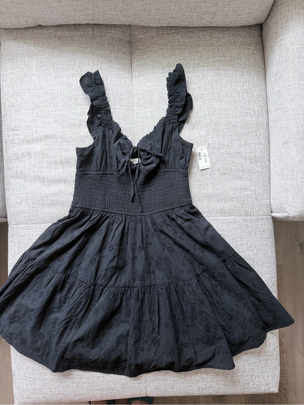 Aeropostale Black Eyelet Ruffle Strap Sundress